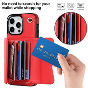 For iPhone 16 Pro Max RFID Card Slot Phone Case with Long Lanyard(Red)