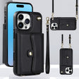 For iPhone 16 Pro RFID Card Slot Phone Case with Long Lanyard(Black) - iPhone 16 Pro Cases by PMC TechLife | Online Shopping South Africa | PMC TechLife | Buy Now Pay Later Mobicred