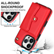 For iPhone 16 Pro RFID Card Slot Phone Case with Long Lanyard(Red)