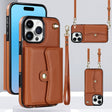 For iPhone 16 Pro RFID Card Slot Phone Case with Long Lanyard(Brown) - iPhone 16 Pro Cases by PMC TechLife | Online Shopping South Africa | PMC TechLife | Buy Now Pay Later Mobicred