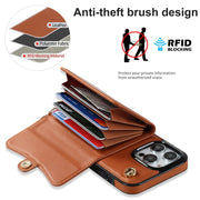 For iPhone 16 Pro RFID Card Slot Phone Case with Long Lanyard(Brown)