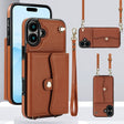 For iPhone 16 Plus RFID Card Slot Phone Case with Long Lanyard(Brown) - iPhone 16 Plus Cases by PMC TechLife | Online Shopping South Africa | PMC TechLife | Buy Now Pay Later Mobicred