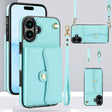 For iPhone 16 RFID Card Slot Phone Case with Long Lanyard(Mint Green) - iPhone 16 Cases by PMC Jewellery | Online Shopping South Africa | PMC Jewellery | Buy Now Pay Later Mobicred