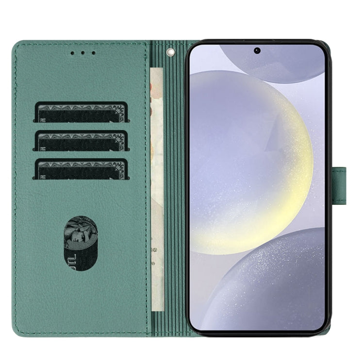 For Samsung Galaxy S25 5G Cartoon Elephant Embossed Leather Phone Case(Green)