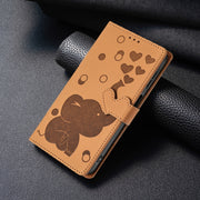 For Samsung Galaxy S25 5G Cartoon Elephant Embossed Leather Phone Case(Yellow)