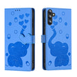 For Samsung Galaxy S25+ 5G Cartoon Elephant Embossed Leather Phone Case(Blue) - Galaxy S25+ 5G Cases by PMC Jewellery | Online Shopping South Africa | PMC Jewellery | Buy Now Pay Later Mobicred