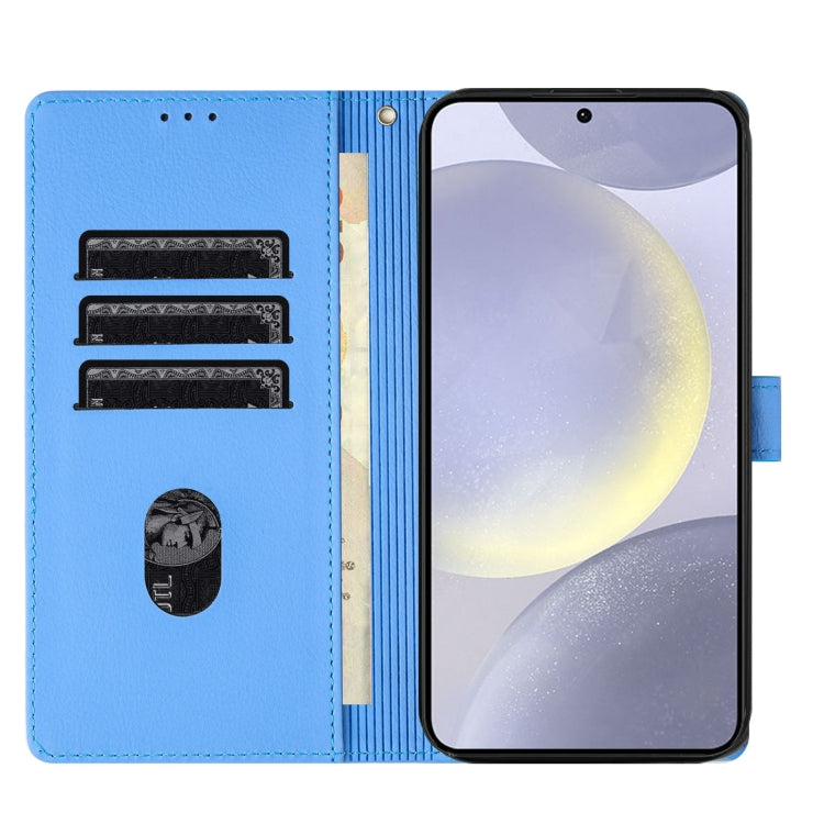 For Samsung Galaxy S25+ 5G Cartoon Elephant Embossed Leather Phone Case(Blue)