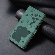 For Samsung Galaxy S25+ 5G Cartoon Elephant Embossed Leather Phone Case(Green)