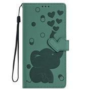 For Samsung Galaxy S25+ 5G Cartoon Elephant Embossed Leather Phone Case(Green)