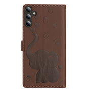 For Samsung Galaxy S25+ 5G Cartoon Elephant Embossed Leather Phone Case(Brown)