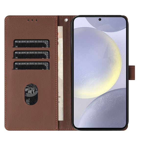 For Samsung Galaxy S25+ 5G Cartoon Elephant Embossed Leather Phone Case(Brown)