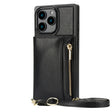 For iPhone 16 Pro Max Square Zipper Wallet Bag TPU+PU Back Cover Case(Black) - iPhone 16 Pro Max Cases by PMC Jewellery | Online Shopping South Africa | PMC Jewellery | Buy Now Pay Later Mobicred