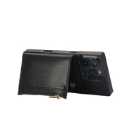 For iPhone 16 Pro Max Square Zipper Wallet Bag TPU+PU Back Cover Case(Black)