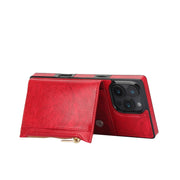 For iPhone 16 Pro Square Zipper Wallet Bag TPU+PU Back Cover Case(Red)