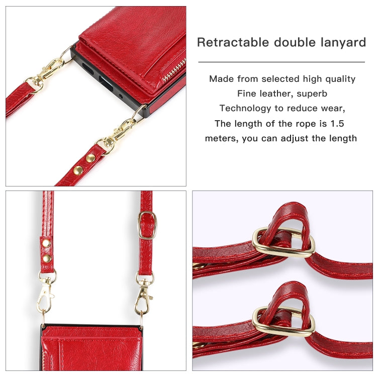 For iPhone 16 Plus Square Zipper Wallet Bag TPU+PU Back Cover Case(Red)