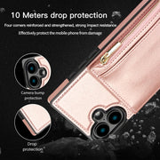 For iPhone 16 Square Zipper Wallet Bag TPU+PU Back Cover Case(Black)