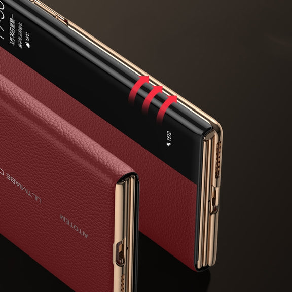 For Huawei Mate XT Ultimate Design View Window Genuine Leather Electroplating Phone Case(Red)