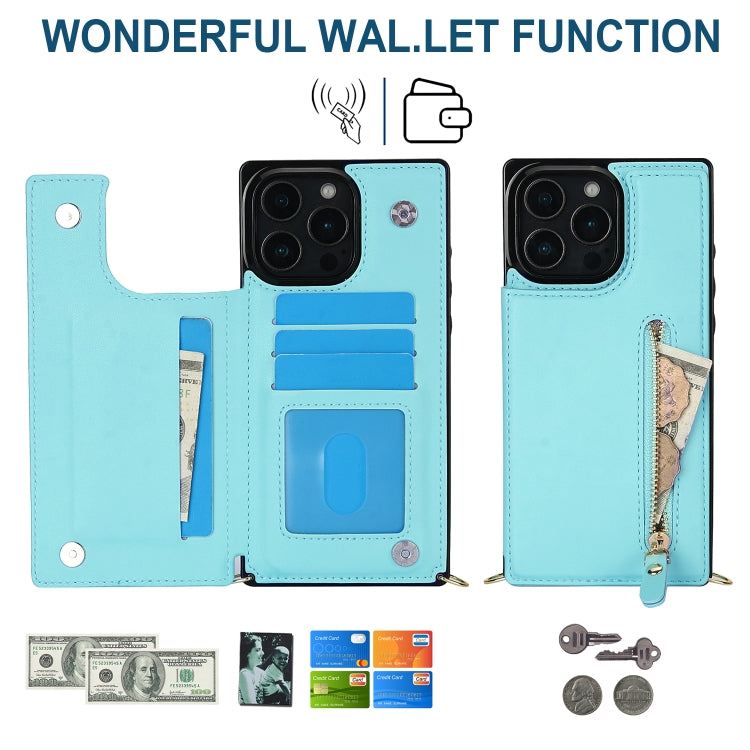 For iPhone 16 Pro Max Cross-body Zipper Square Phone Case(Green)