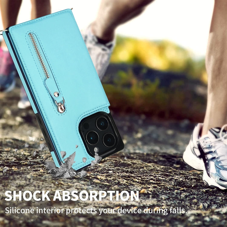 For iPhone 16 Pro Max Cross-body Zipper Square Phone Case(Green)