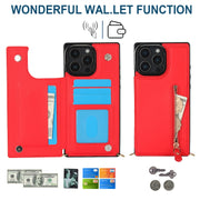 For iPhone 16 Pro Max Cross-body Zipper Square Phone Case(Red)