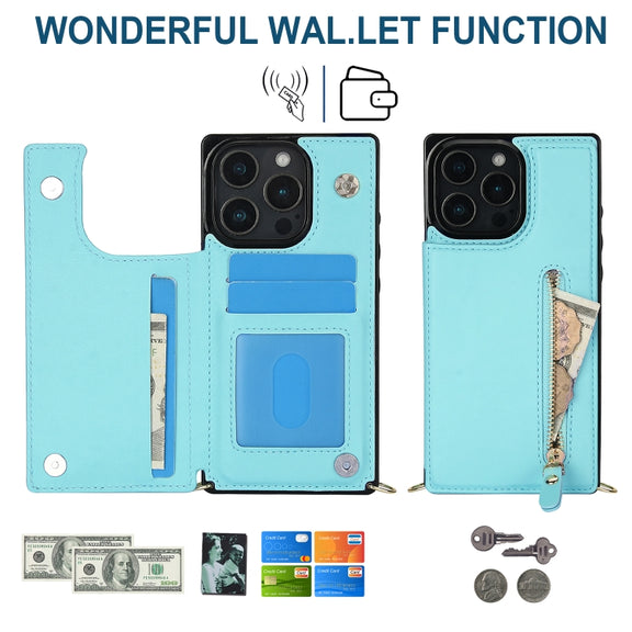 For iPhone 16 Pro Cross-body Zipper Square Phone Case(Green)