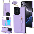 For iPhone 16 Pro Cross-body Zipper Square Phone Case(Purple) - iPhone 16 Pro Cases by PMC TechLife | Online Shopping South Africa | PMC TechLife | Buy Now Pay Later Mobicred