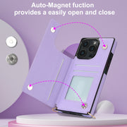 For iPhone 16 Pro Cross-body Zipper Square Phone Case(Purple)