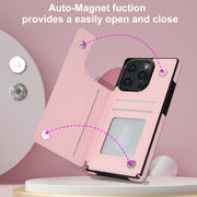 For iPhone 16 Pro Cross-body Zipper Square Phone Case(Pink)