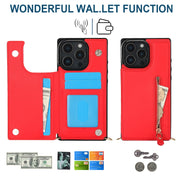 For iPhone 16 Pro Cross-body Zipper Square Phone Case(Red)