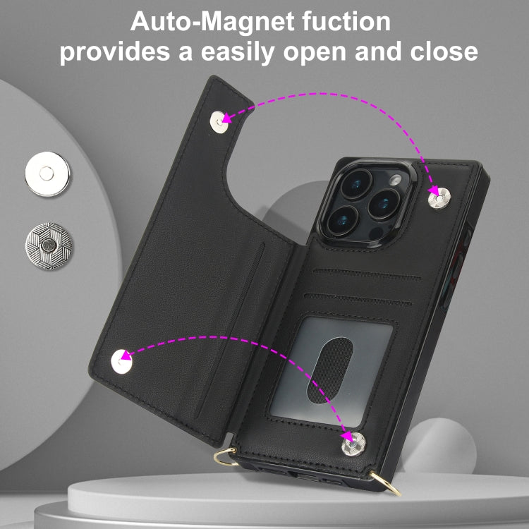 For iPhone 16 Pro Cross-body Zipper Square Phone Case(Black)