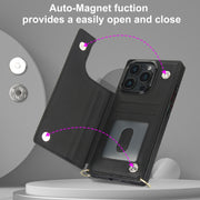 For iPhone 16 Pro Cross-body Zipper Square Phone Case(Black)