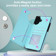 For iPhone 16 Plus Cross-body Zipper Square Phone Case(Green)