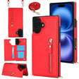 For iPhone 16 Plus Cross-body Zipper Square Phone Case(Red) - free shipping - PMC TechLife - Order now!