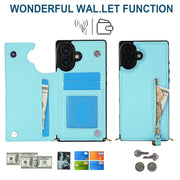 For iPhone 16 Cross-body Zipper Square Phone Case(Green)