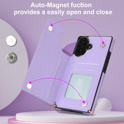 For iPhone 16 Cross-body Zipper Square Phone Case(Purple)