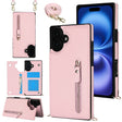 For iPhone 16 Cross-body Zipper Square Phone Case(Pink) - iPhone 16 Cases by PMC TechLife | Online Shopping South Africa | PMC TechLife | Buy Now Pay Later Mobicred