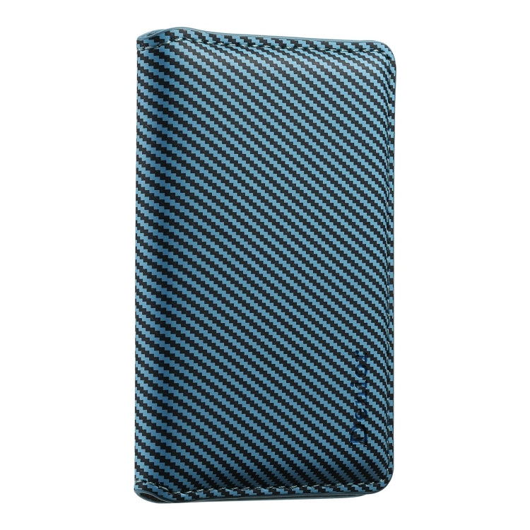 Denior V13 Magsafe Wallet Carbon Fiber Texture Leather Magnetic Card Holder Bag(Blue)