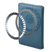 Denior V13 Magsafe Wallet Carbon Fiber Texture Leather Magnetic Card Holder Bag(Blue)