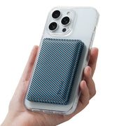 Denior V13 Magsafe Wallet Carbon Fiber Texture Leather Magnetic Card Holder Bag(Blue)