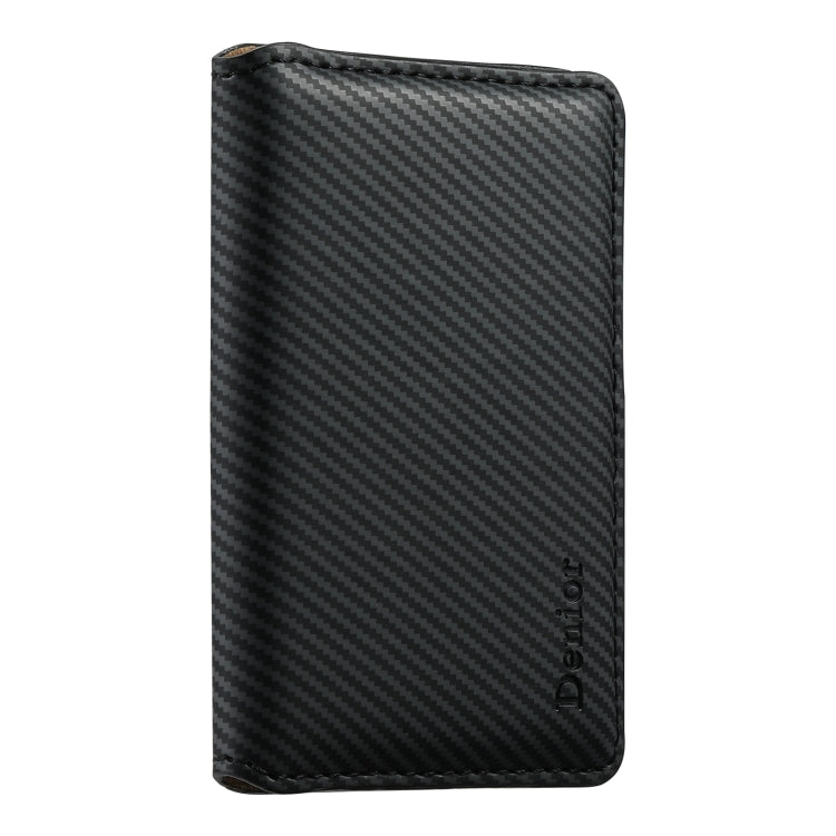 Denior V13 Magsafe Wallet Carbon Fiber Texture Leather Magnetic Card Holder Bag(Black)