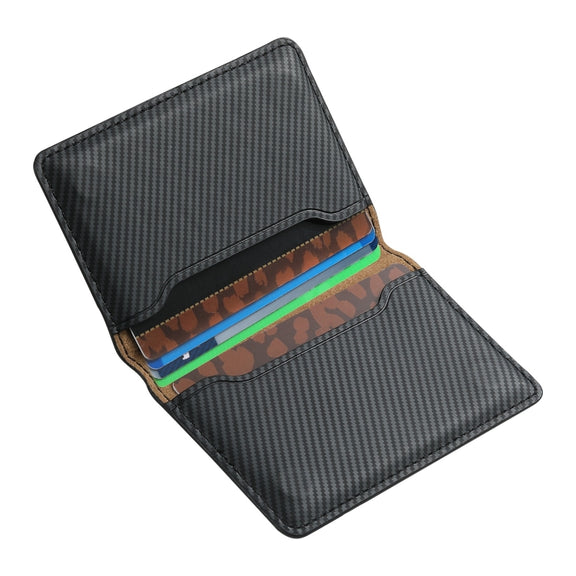Denior V13 Magsafe Wallet Carbon Fiber Texture Leather Magnetic Card Holder Bag(Black)