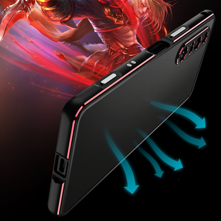 For Sony Xperia 1 VI Aurora Series Lens Protector + Metal Frame Protective Phone Case(Black Red)