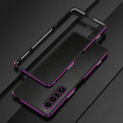 For Sony Xperia 1 VI Aurora Series Lens Protector + Metal Frame Protective Phone Case(Black Purple)