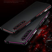 For Sony Xperia 1 VI Aurora Series Lens Protector + Metal Frame Protective Phone Case(Black Purple)