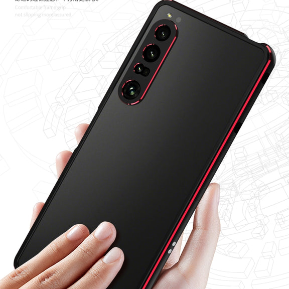For Sony Xperia 1 VI Aurora Series Lens Protector + Metal Frame Protective Phone Case(Black Purple)