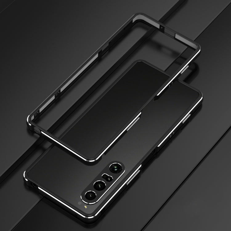 For Sony Xperia 1 VI Aurora Series Lens Protector + Metal Frame Protective Phone Case(Black Silver)