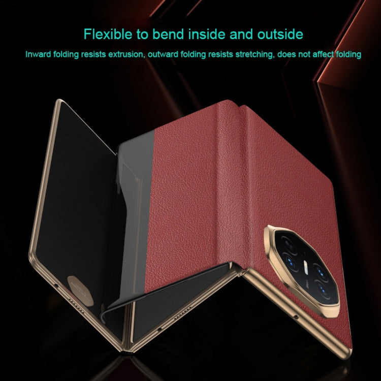 For Huawei Mate XT Ultimate Smart Side View Window Plain Leather Phone Case(Dark Red)