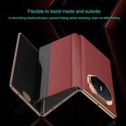 For Huawei Mate XT Ultimate Smart Side View Window Plain Leather Phone Case(Dark Red)