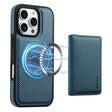 For iPhone 16 Pro Max Denior Carbon Fiber Texture Leather Card Bag MagSafe Phone Case(Blue) - free shipping - PMC TechLife - Order now!