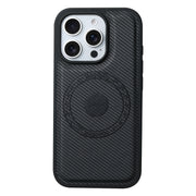 For iPhone 16 Plus Denior Carbon Fiber Texture Leather MagSafe Phone Case(Black)